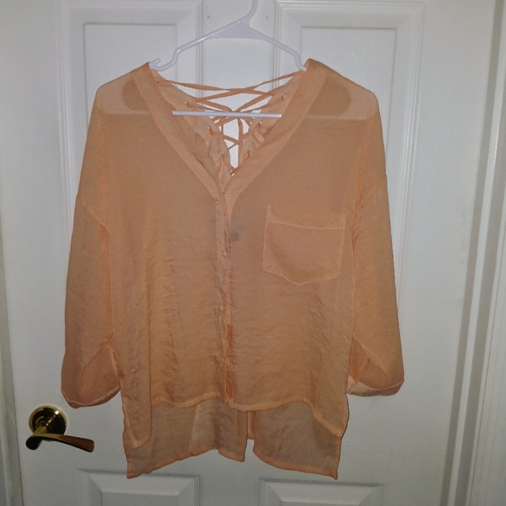 CPs Sheer Blouse Women's Size S Peach